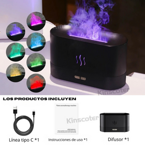 Difusor de aroma KINSCOTER, humidificador de aire, generador de niebla fría ultrasónico, nebulizador, lámpara de llama de aceite esencial LED