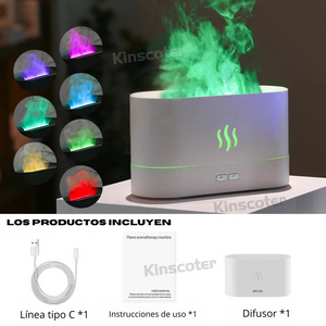 Difusor de aroma KINSCOTER, humidificador de aire, generador de niebla fría ultrasónico, nebulizador, lámpara de llama de aceite esencial LED