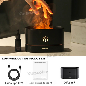 Difusor de aroma KINSCOTER, humidificador de aire, generador de niebla fría ultrasónico, nebulizador, lámpara de llama de aceite esencial LED