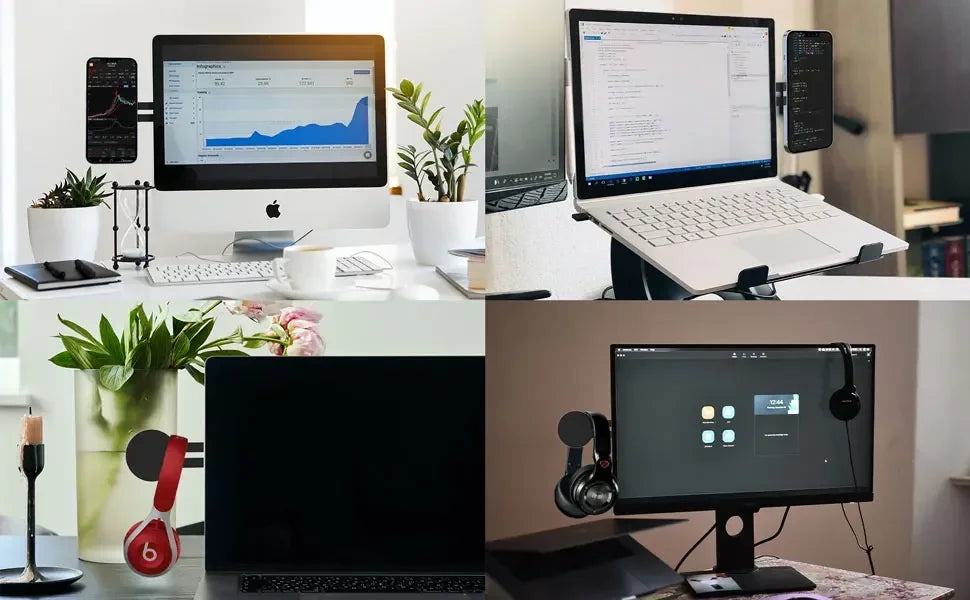 Soporte magnético para teléfono portátil, monitor de computadora, lateral, teléfono celular, delgado y plegable para iPhone 14, 13, 12 Series y todos los teléfonos