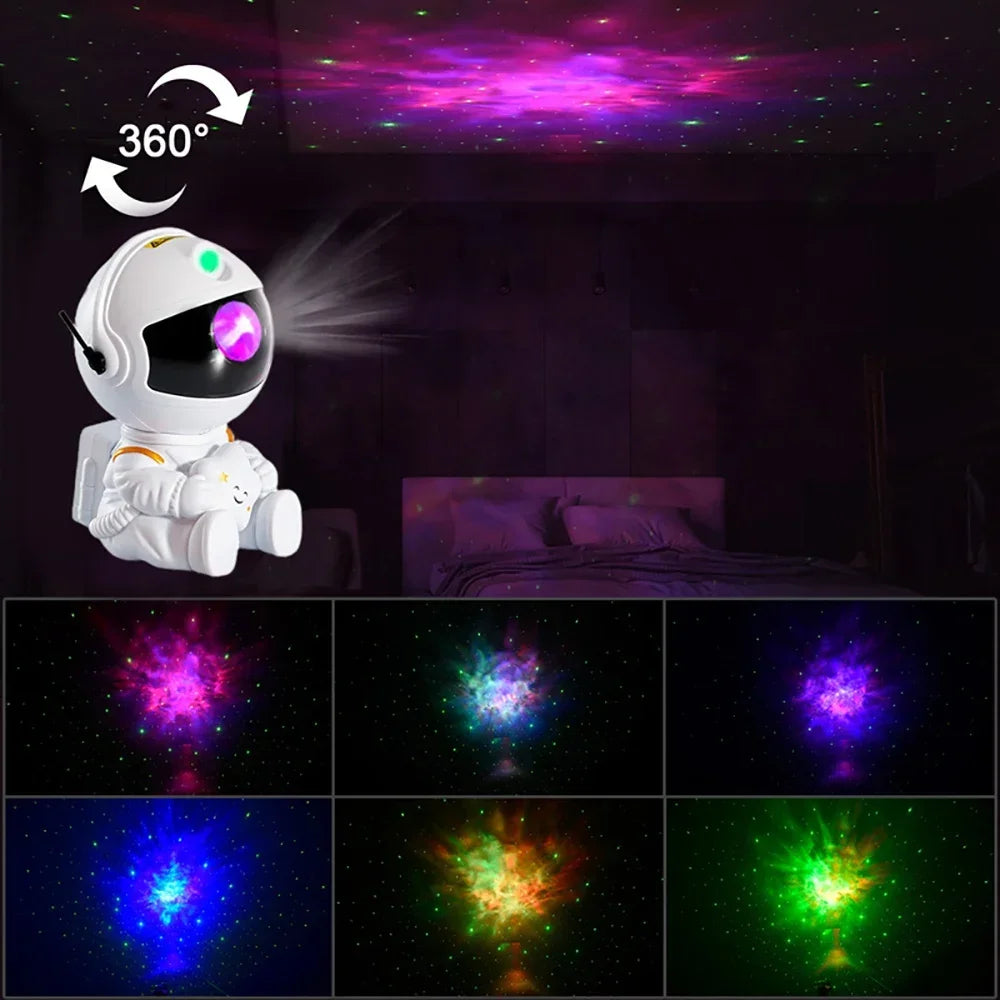 Luz de proyección de astronauta, decoración de dormitorio, luz de noche superior con guitarra de estrella, luz de atmósfera láser de estrella completa